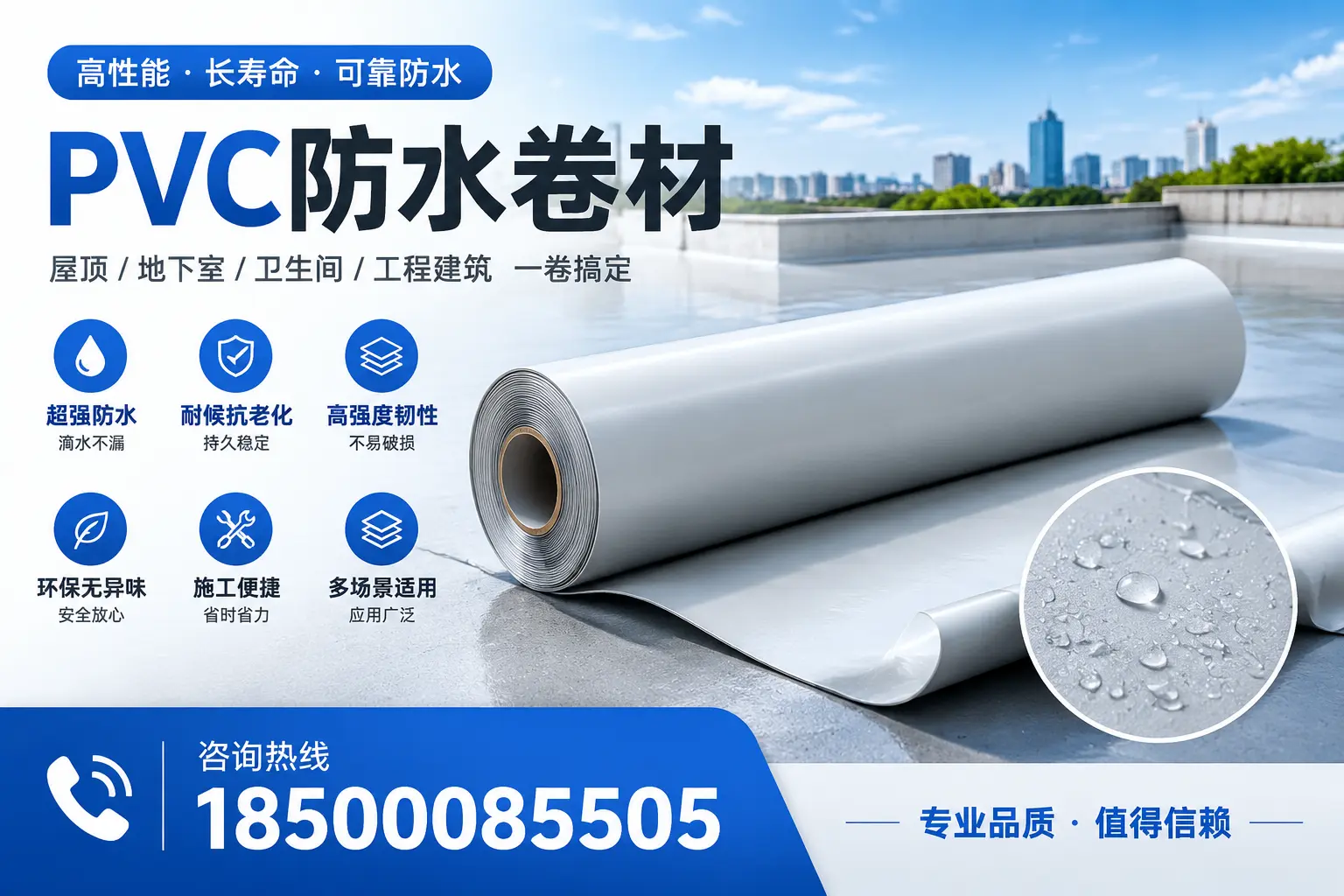 PVC防水卷材的防水效果评测，适合保山的科学依据
